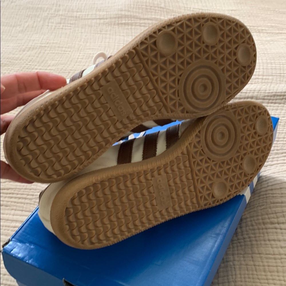 adidas Samba OG Cream and Brown Retro Sneakers - Picture 9 of 12